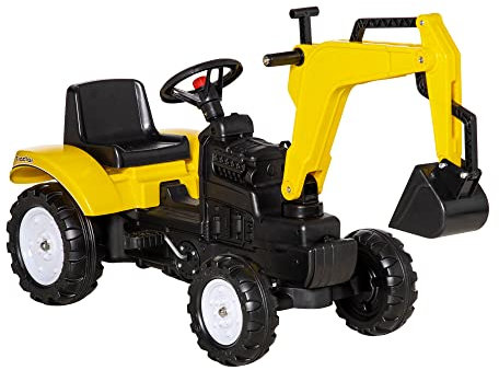 HOMCOM Tractopelle à pédales Enfant de 3 à 6 Ans avec Pelleteuse articulée Avant Jaune