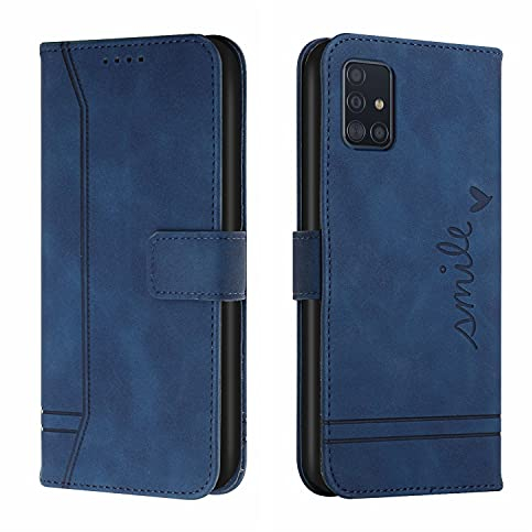 Trugox Handyhülle für Samsung Galaxy A51 / A515 Hülle Klappbar Klapphülle mit Kartenfach Handytasche Handy Schutzhülle Tasche Leder Wallet Flip Case Slim Book Cover - Blue