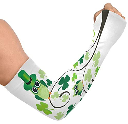 Caihoyu Kleeblatt Baum Eulen Gartenarbeit Armstulpen für Frauen Bauernhof Verteidigung Eisseide Armstulpen mit Daumenloch Sonnenschutz Arm Kühlung Abdeckung Ärmel, mehrfarbig, Einheitsgröße