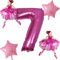 DIWULI Ballerina Geburtstag Deko 7 Jahre Set - Ballerina Deko Ballett Prinzessin Luftballon, Zahlen-Ballon Zahl 7 Luftballon Pink, Folien-Ballon Tänzerin Ballett-Figur 7. Kinder-Geburtstag Mädchen