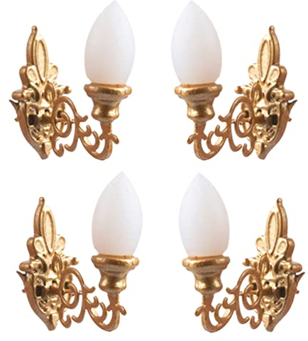 Zerodeko 4 Stück Puppenhaus-Wandleuchten Lampen Puppenhaus-Lampen 1:12 Mini-Puppenhaus-Wandleuchten Miniatur-Wandleuchten Für Puppenhaus-Wohnzimmer-Hof-Diy-Dekoration