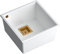 QUADRON fregadero de cocina de un seno fregadero de granito | tamaño 41 x 42 x 22,5 cm color: blanco y cobre | DAVID 40 fregadero moderno | fregadero de 1 seno con sifón manual