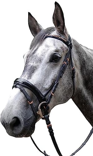 Brama West Trensenzaum Rosegold Pferde-Trense Rindsleder mit Strasssteinen in Rosegold, Gr. Full