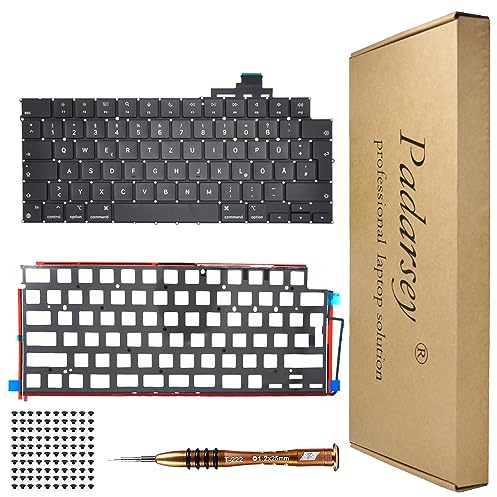 Pardarsey Ersatz Hintergrundbeleuchtung Deutsch QWERTZ Tastatur Kompatibel für MacBook Air M2 Retina 13.6 Zoll A2681 2022 Dunkelblau (Mitternacht) Jahr Tastatur + Schrauben + Schraubendreher