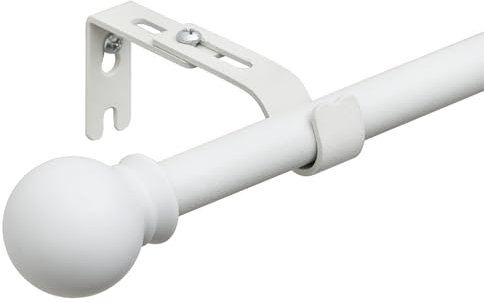 YeYeBest Gardinenstangen für Fenster, 71,1 bis 392 cm, 1,6 cm, Metall, robuste Winbdow-Gardinenstange mit Halterungen, Weiß