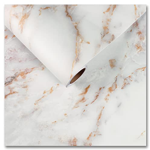 CRE8TIVE Weiß Gold Marmor Folie Klebefolie Marmoroptik 60cm x 300cm Selbstklebende Tapete Folie für Möbel Arbeitsplatte Folie Küche Tapete Badezimmer Wasserfest Küchenrückwand Modern Schrank