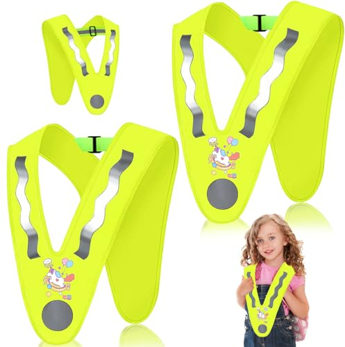 YOUYIKE 2 Pezzi Giubbotto Riflettente per Bambini, Unicorno Gilet di Sicurezza a V Adatto 2-12 Anni, 360° Gilet ad Alta visibilità, per Andare a Scuola, in Bicicletta, per La Sicurezza Stradale