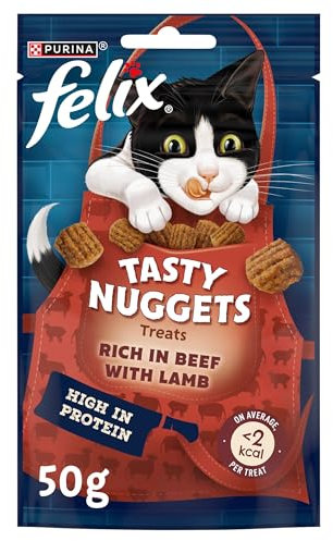FELIX Tasty Nuggets Beef & Lamb Cat Treats 50g (Pack of 8)