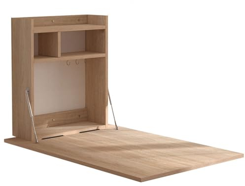 Wandklapptisch, Wandtisch Klappbarer Aus Holz, Schwimmender Schreibtisch Mit Ablagefächern, Hängender Arbeitstisch Wandschrank, Bürotisch Zur Wandmontage, Laptoptisch Für Wohnzimmer, Schlafzimmer ( Si