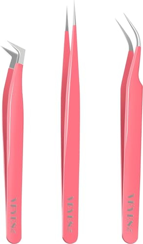 VEYES INC Pinzette mit Faserspitze für Wimpernverlängerungen, Rosa