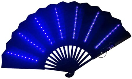 Jubepk Faltbarer Ventilator mit LED-Beleuchtung, faltbarer LED-Handventilator, Reise-Mehrzweck-Handventilator, Karnevals-Zubehör für Bauchtanz, Aufführungen