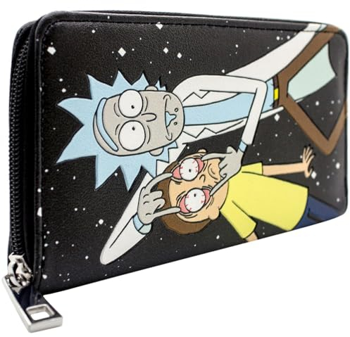Animation Wissenschaft Im Weltraum Augen Weit Offen Morty! Portemonnaie Clutch Münzfach & Kartenhalter, Schwarz