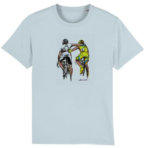 David Benedict The Vandal Herren T-Shirt Col de l'amitié, Größe L, Farbe Blau, 100% Baumwolle, Shirt für Rennradfans