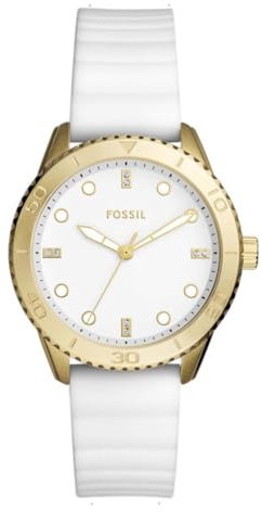 Fossil Femme Analogique Quartz Montre avec Bracelet en Silicone BQ3965