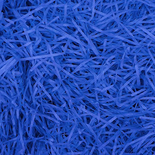 Mamiddle Papier Déchiqueté Raffia 50g - Remplissage Cadeaux Écologique pour Paniers, Boîtes Cadeaux et Décoration de Fête (Bleu saphir)