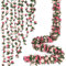 ASTNIC 9 Stück 8FT Blumengirlande Deko Künstliche Rosa Rosengirlande mit Eukalyptus Pflanzen Seidenblumen Hängende Rebe Girlande für Außen und Innen Hochzeit Party Garten Hintergrund Wand Dekor (Rosa)