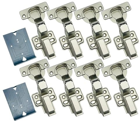 GEFONG 105 Grad Innenanschlag Soft Close Hydraulische Scharniere 35 mm mit Stoßdämpfer Dämpfung Stummes Scharnier für Garderobe Kleiderschrank Tür Küchenschranktür 8 Stück