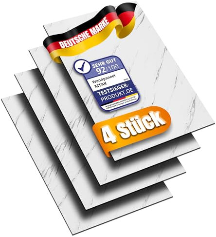 MTAK Wandpaneele Marmoroptik - 60x120 cm | PVC Wandverkleidung aus Kunststoffplatten -4 Stück - Küchenrückwand - Bad & mehr | Einfache Montage mit Silikon (PVC-IB60120)