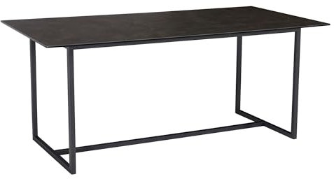 Wohnling Esszimmertisch 180x90x76 cm Keramik Glas Esstisch Schwarz, Küchentisch Groß, Glastisch Rechteckig, Speisetisch Esszimmer mit Metallbeinen