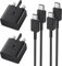 2 PACK Charger for Samsung 25W Fast Plug and Cable 1M, USB Type C Plug and USB C to C lead for Samsung Galaxy Charging S25/S23/S24+/S22/S21/S21fe/S20/S20fe/A15/A14/A16/A26/A36/A35A53/A54/A56 (Black)