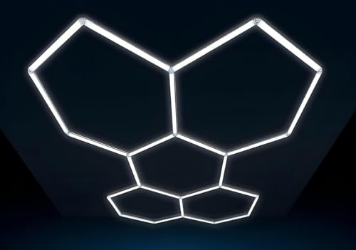 Hexagon LED Garage Light, 6500K Sechseck LED Autogaragenlicht, 5 Holes Sechseckige Garagenleuchten, 20160LM Hexagon LED Beleuchtung für Garage, Werkstatt, Friseursalon, Fitnessstudio