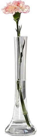 Clear Hand-Made Blown Glass Bud Vase Single Stem Flower Vase Decorative Floral Vases Table Centerpiece for Wedding Party Office Decoration 9.9 inch