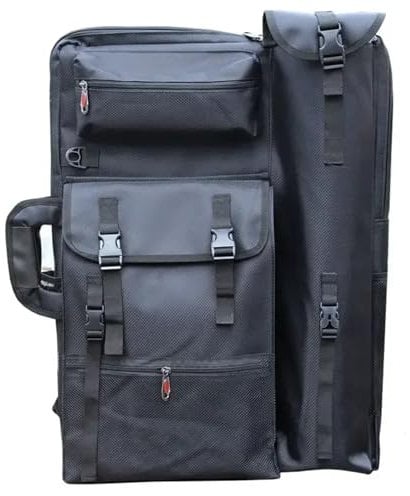 GIYXHU Kunstmappe Tasche Kunst-Portfolio-Tasche, tragbare Zeichnungsmappe for Tafelkunst, regenfeste Tasche, großer Künstler-Rucksack, Zubehör for Reisen(Black)