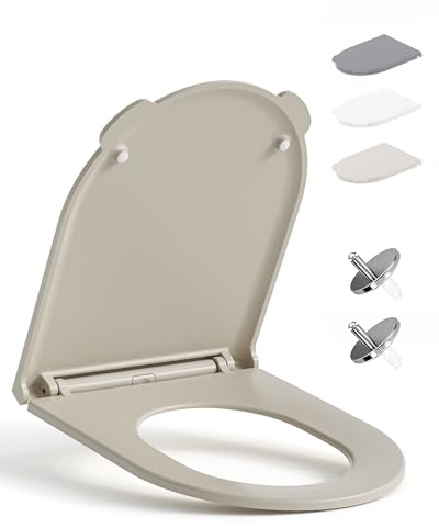 HySail Toilettendeckel mit Absenkautomatik, Benutzerfreundlichem Hygienischem Griff, Schnellverschluss, Umweltfreundlich, Farbecht, in Verschiedenen Farben Erhältlich (Beige, D-Form)