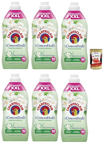Italian Gourmet Ammorbidente Sublime Muschio Bianco Weichspüler 6 x 1800ml | Fragranza persistente per il bucato; Konzentrat für bis zu 70 Waschgänge, Gesamtnettogewicht 10,8 L + Kostenlos Polpa 400g