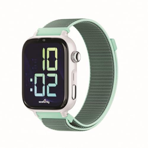 SaveFamily SaveWatch Plus 2 | Smartwatch per Bambini con Localizzatore GPS | Chiamate, Video, WhatsApp, Spotify, App Store , Quadrante Bianco e Cinturino in Tessuto Ocean