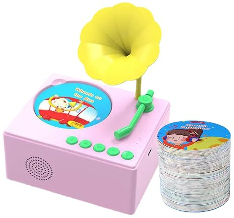 Musikspielzeug für Phonographen für Kinder - Grammophon-Player für Kinder, interaktives Lernen von aufgezeichneten Geschichten, tragbar und langlebig, lustiges pädagogisches Design | Jungen, Mädchen,