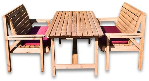 Heavy Duty Wooden Garden Dining Set – 6FT Table with 2 Benches | Solid Redwood Outdoor Patio Furniture | Weatherproof, Pre-Assembled, Durable, Ideal for Family Gatherings & All Seasons