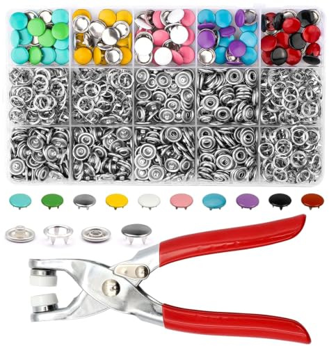 FuYelng 250 Sets 9.5mm Corchetes de Presion Metalicos Colores con Alicates | Botones de Presion Broche Metalico Herramienta de Botones Fijos DIY, para Bolsos Vaqueros Camisas Hecho a Mano