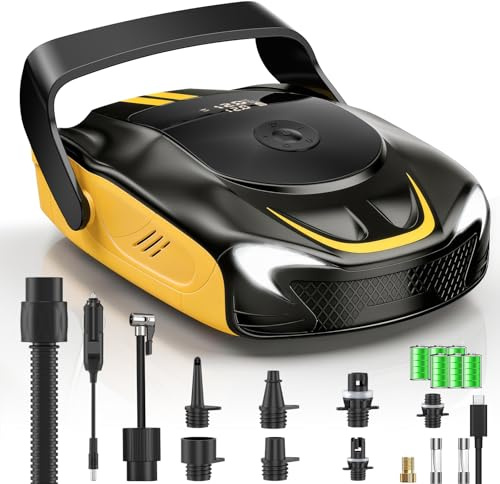 Pompa Elettrica per SUP 50 PSI, Pompa ad Aria Ricaricabile, con Gonfiaggio/Sgonfiaggio Intelligente e Luce LED, Ideale per Tavole SUP, Kayak, Moto, Palloni, Materassini Gonfiabili