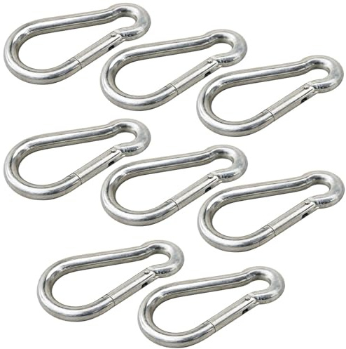 vasalat Karabiner Set 5x50 Karabinerhaken klein DIN5299C Feuerwehr Karabiner belastbar bis 100 kg, Stahl verzinkt - 8 Stück