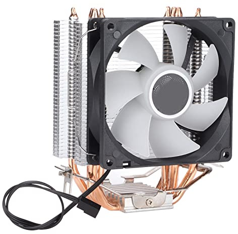 Bewinner Ventilador de Refrigeración de CPU RGB 90 Mm 3 Pines 4 Heatpipes Silencioso 20 DB Plug and Play Ventilador de Computadora para LGA 775/1155/1366/2011 AM3/AM2+ Athlon Phenom CPU Cooler (#1)