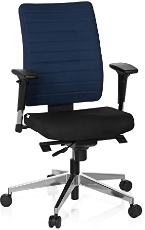 hjh OFFICE 608815 Bürostuhl PRO-TEC 350 Stoff Schwarz/Blau Bürodrehstuhl ergonomisch, Rückenlehne & Armlehnen verstellbar