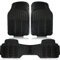 Zone Tech Universal Fit Rubber All-Weather Black Car Floor Mat Set of 3, Trim to Fit