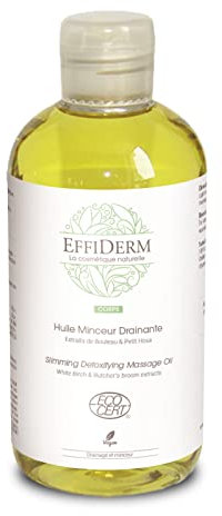 EFFIDERM - Huile Minceur Drainante - Extraits de Bouleau et Petit Houx - Favorise le drainage des toxines, de l'eau et des graisses - Stimule la micro-circulation- Flacon 250 ml
