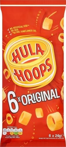 Hula Hoops - ORIGINAL Multipack 6 x 24g Bags - Deliciously Crunchy Potato Rings - Completely free from artificial flavours, colours and MSG, Suitable for Vegetarians.