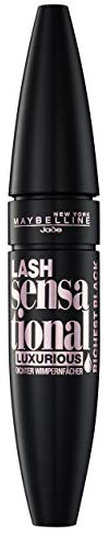 Maybelline New York Schwarze Wimperntusche für Volumen und Definition, Lash Sensational Luxurious Mascara, Richest Black (Schwarz), 1 x 9,5 ml