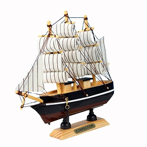 Evilandat Holz Segelboot Modell, 16CM Segelschiff Dekoration Modell Mediterraner Stil, für Geschenke und Schreibtisch Deko (Zufällige Farbe)