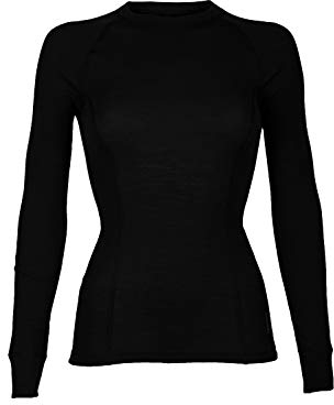 Dilling Merino Langarmshirt für Damen aus 100% Bio-Merinowolle Schwarz 44