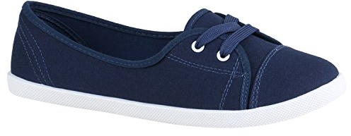 stiefelparadies Sportliche Bequeme Damen Sneakers Basic Sportschuhe 152652 Dunkelblau Weiss 37 Flandell