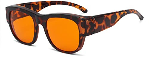 Eyekepper 100% Anti-Blue Light Blocking Computer Glasses,Large Fit Over Reading and Glasses Amber Lens Better Sleep, Tortoise