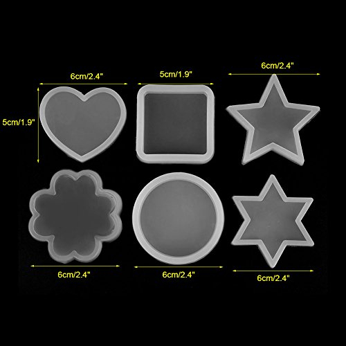 Silikonform Stern, 6 Arten Kreis quadratisch Herz Stern Form Silikonform Kuchen Dekoration Schokolade Form Set DIY