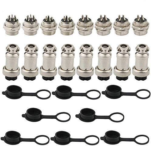 RUNCCI-YUN 8pcs 5 A 16 mm 4 broches/ 5 Pins/ 8 Pins/L'aviation connecteur Plug+ 8 pcs en caoutchouc capuchon de protection (métal ton argenté)