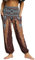 Nuofengkudu Damen Hippie Hosen mit Taschen Haremshosen Leichte Boho Muster Bunt High Waist Yogahosen Sommer Lockere Umstandshose Freizeithose (Braun A,One Size)