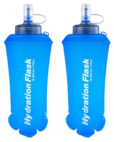 Azarxis Flasque Running 500 ml Gourde Sport Bouteille d'eau Souple pour Sac Hydratation Randonnée Vélo Cyclisme (01 Bleu - 500ml - 2 Pièces)