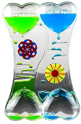 LPxdywlk Décompression Fuite D'huile Double Coeur Liquide Motion Bulle Goutte D'huile Sablier Minuterie Artisanat Ornements Jouets Cadeau Bleu Vert